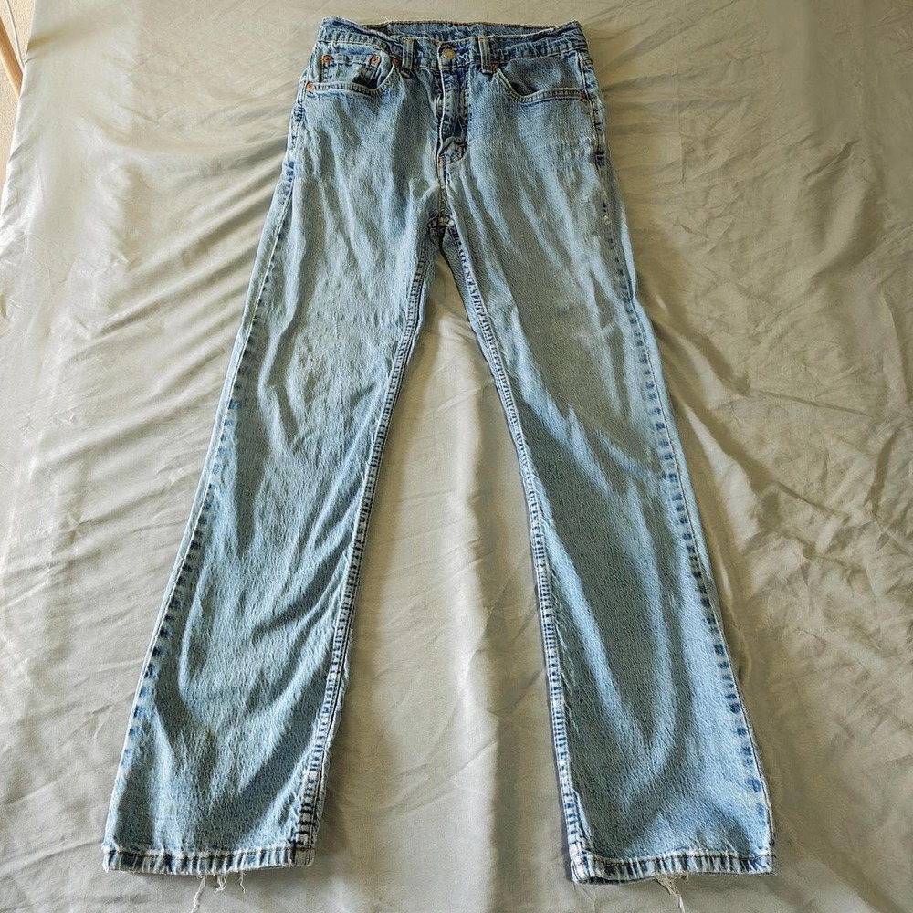 Levis 527 Slim Bootcut Jeans Mens Light Wash Stretch Denim W30x32 Distressed